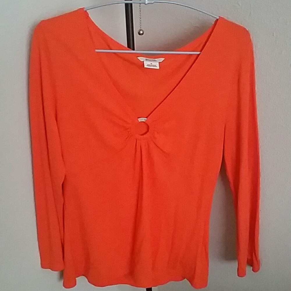 Michael Kors Women's V-Neck Top – Orange, Size Medium (Pre-Owned) - Picture 1 of 4